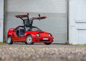 Autozam AZ-1 Mazdaspeed with gullwing doors open, in red