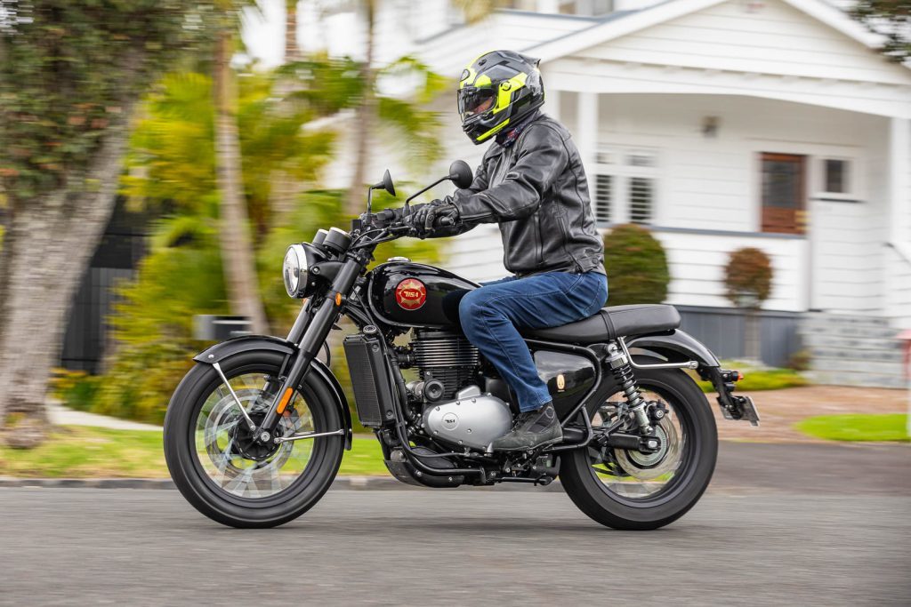 BSA Gold Star 650 side panning shot, with motion blur