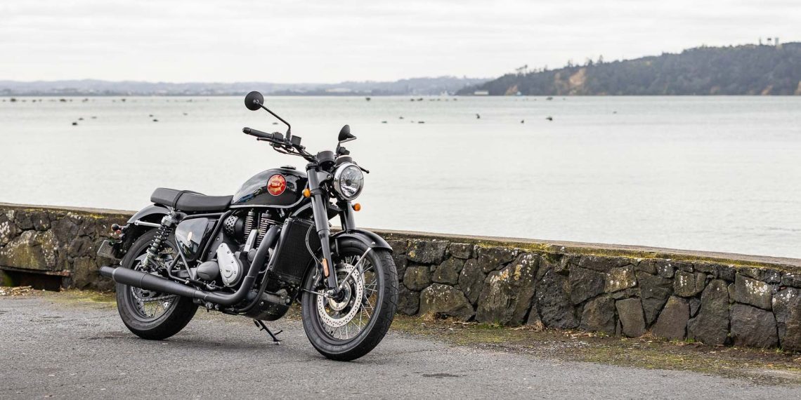 BSA Gold Star 650 LAMS approved bike parked next to the Auckland waterfront