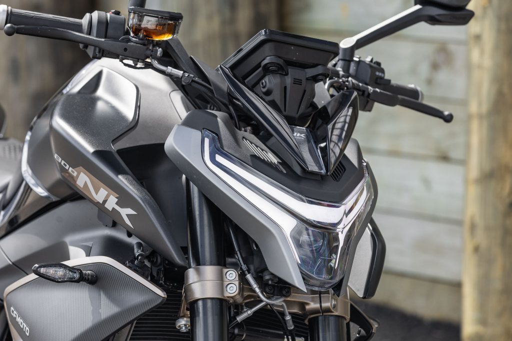 Closeup of headlights on the 2024 CFMOTO 800NK