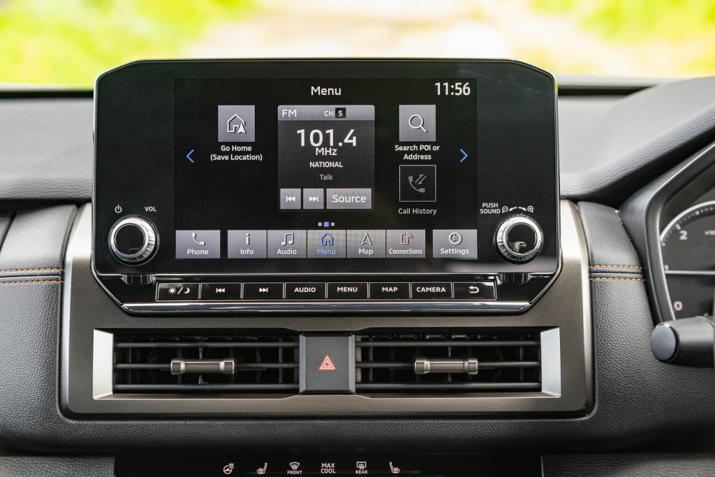 Infotainment screen of the Triton 2024