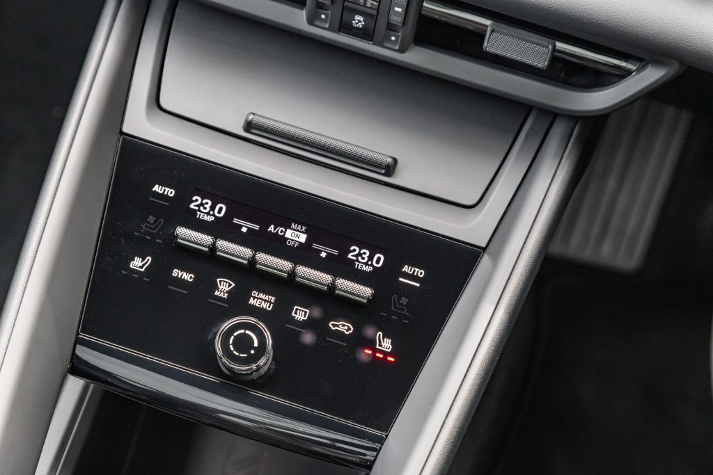 Air conditioning and fan controls inside the 2024 Porsche