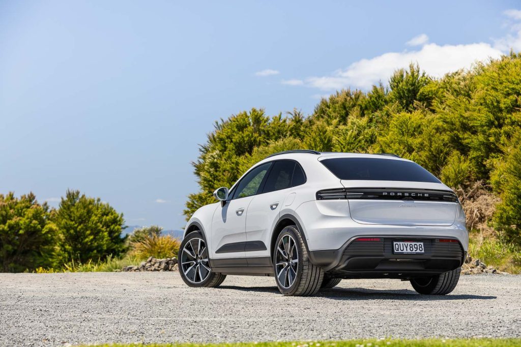 2024 Porsche Macan 4 rear quarter shot in white