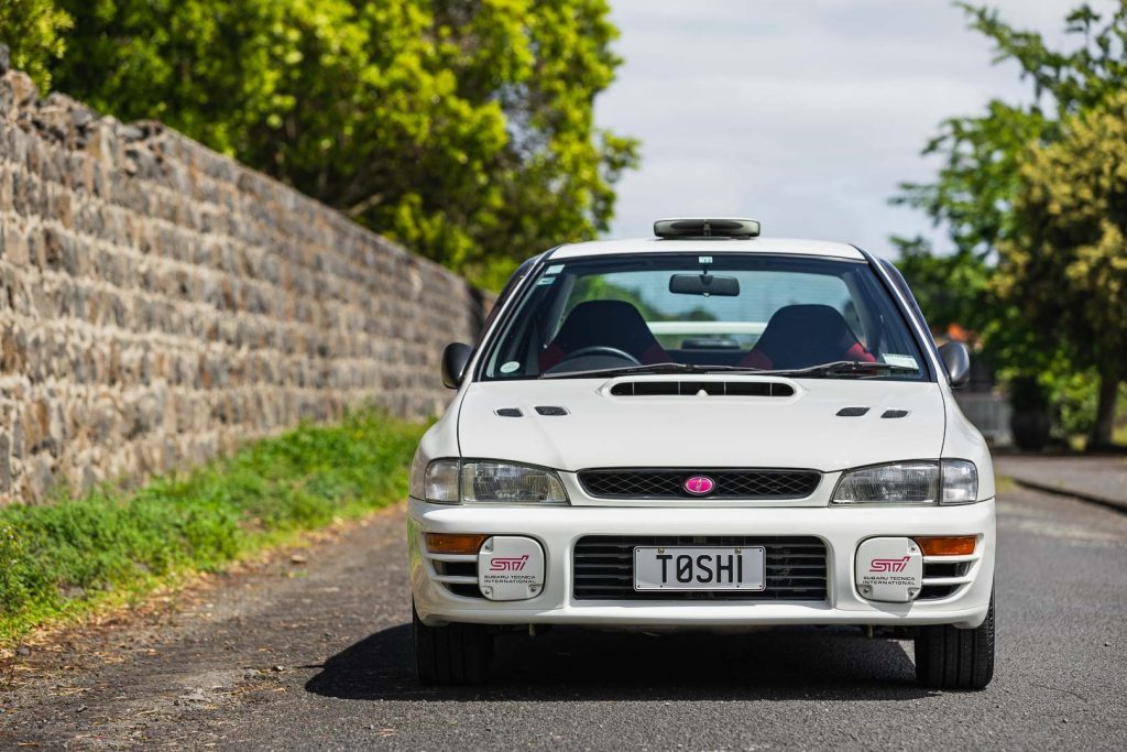 GC8 Subaru WRX STi RA with roof vent open, front shot