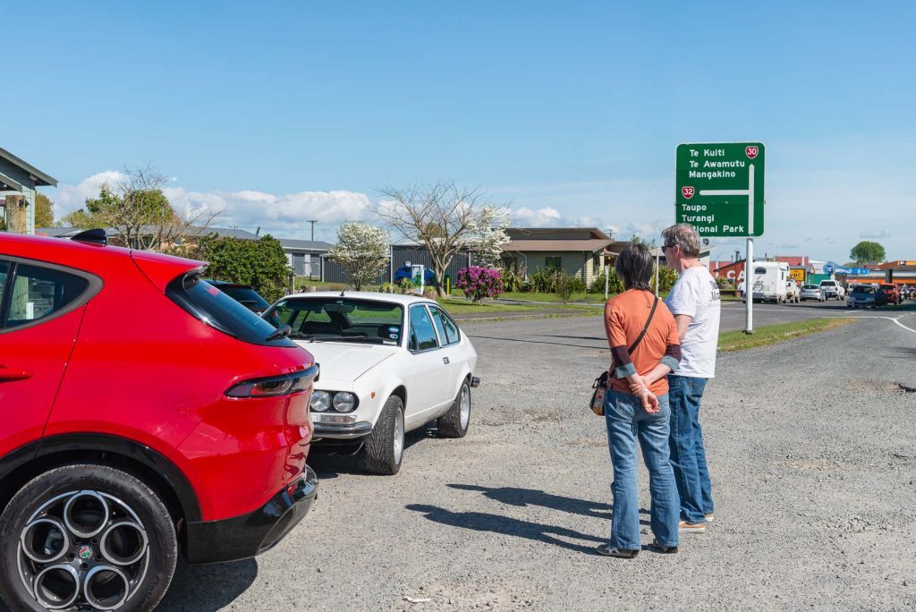 Leaving State highway 1, with Tonale and Alfasud pictured