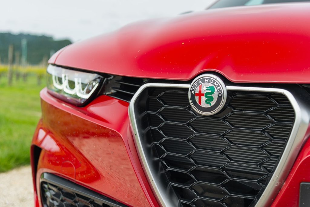 Alfa Romeo Tonale Ti headlight and badge detail