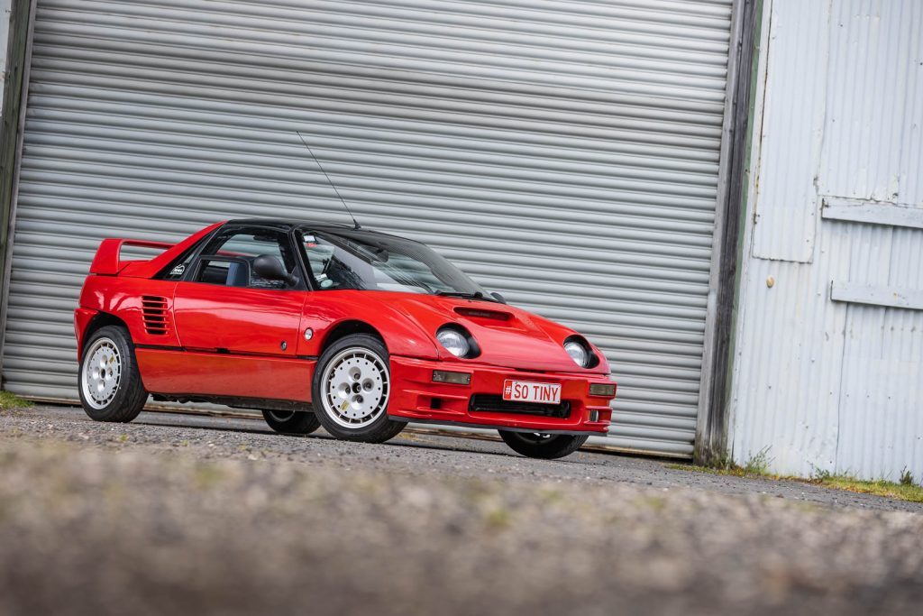 Autozam AZ-1 front quarter shot with doors down