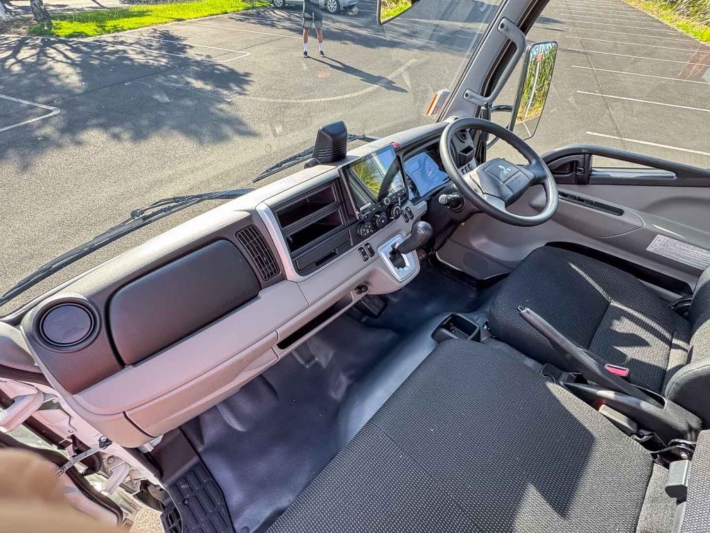 Wide interior shot of Fuso Canter