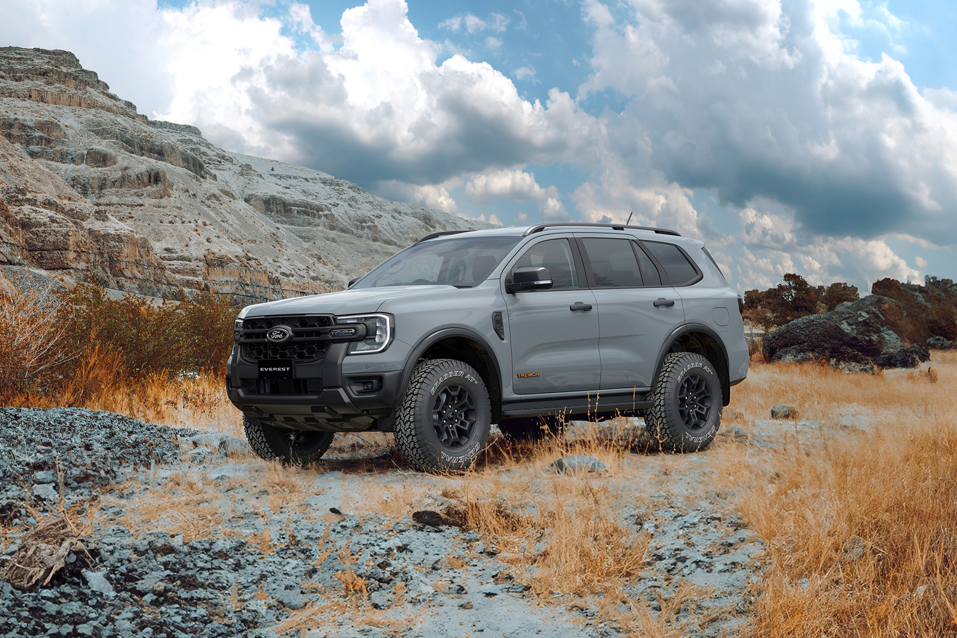 2025 Ford Everest Tremor in the mountains looking very rugged