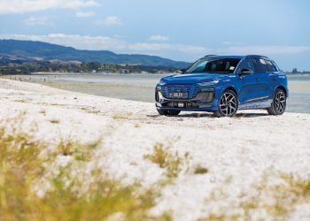 Audi Q6 e-tron S-Line parked on beach