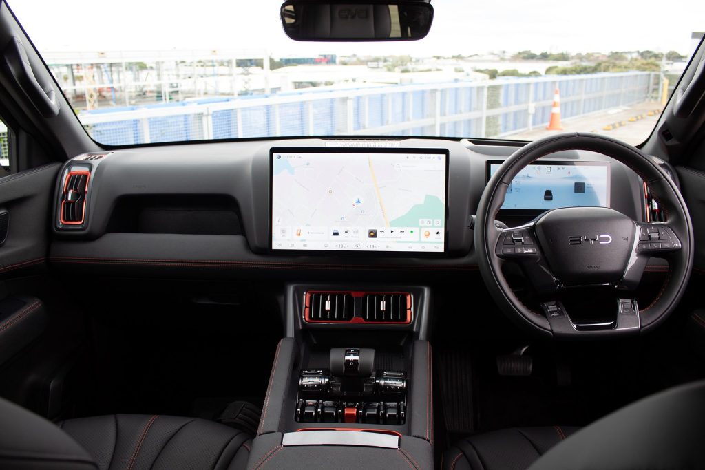 BYD Shark 6 interior shot showing its large central screen