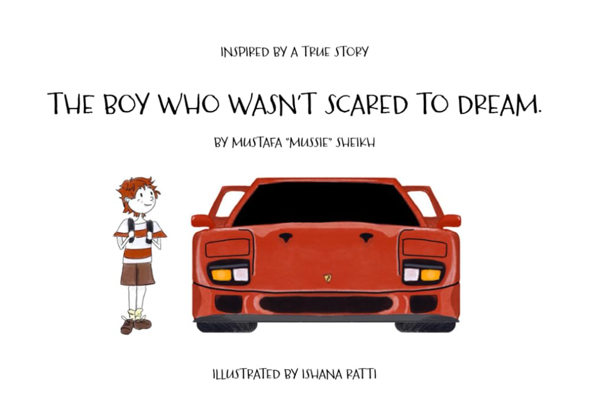 The Boy Who Wasn't Afraid to Dream book cover with red Ferrari and white background